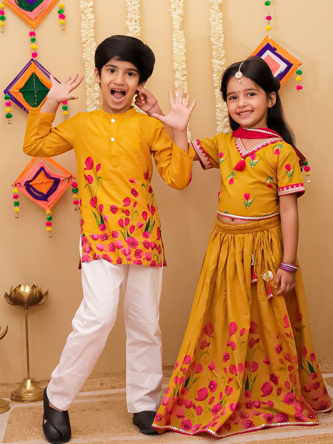 Inayat deep mustard kurta pajama set