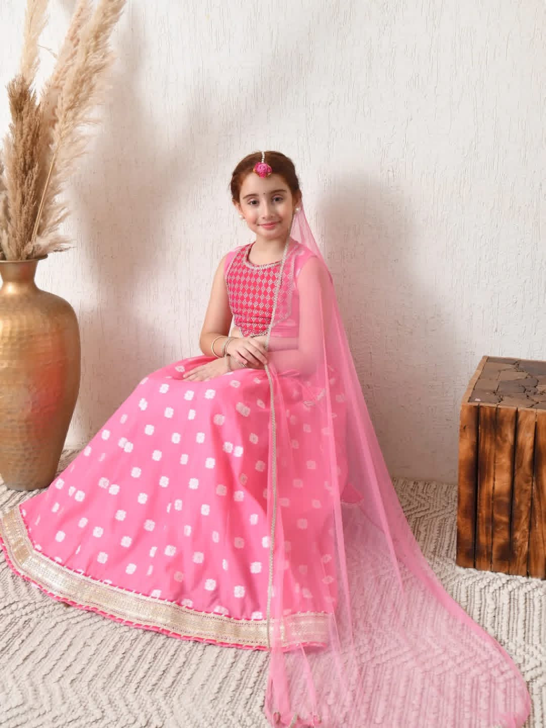 Kapasii Girls pink lehenga choli set