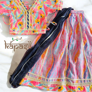 Girls lehenga choli set with duptta floral pink lavender