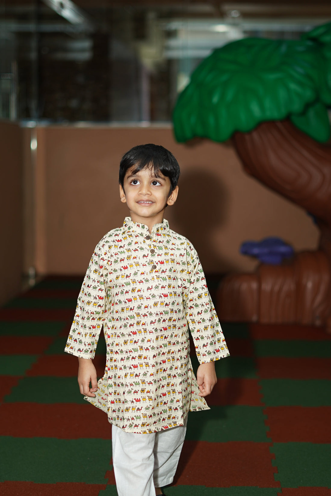 Camel printed rusty kurta pajama set