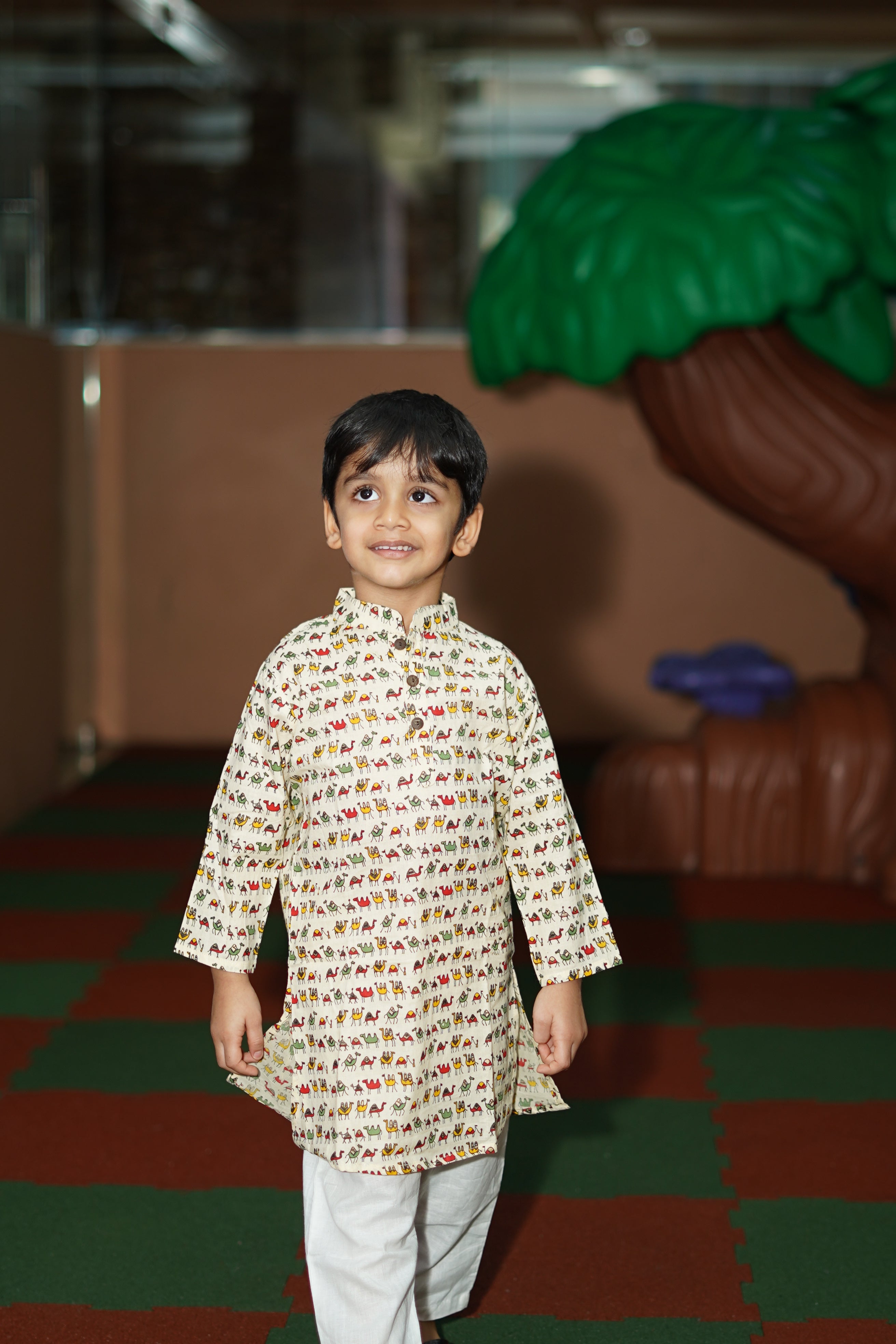 Camel printed rusty kurta pajama set