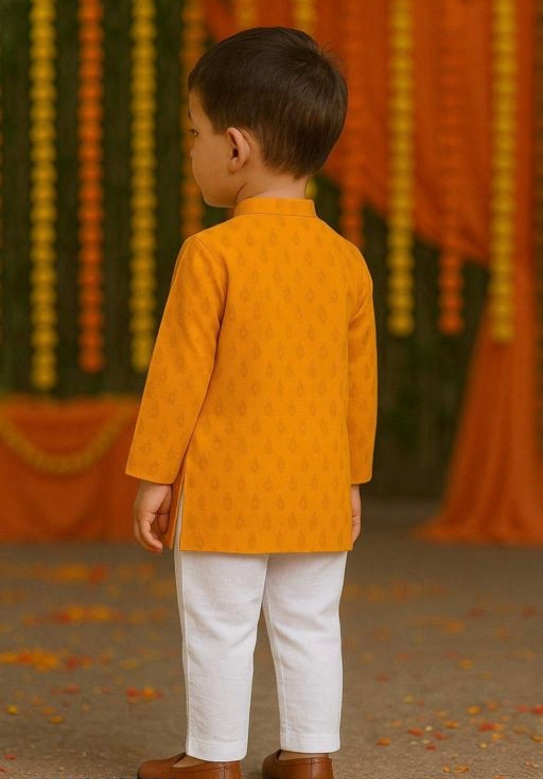 Infant festive boys kurta pajama set- yellow