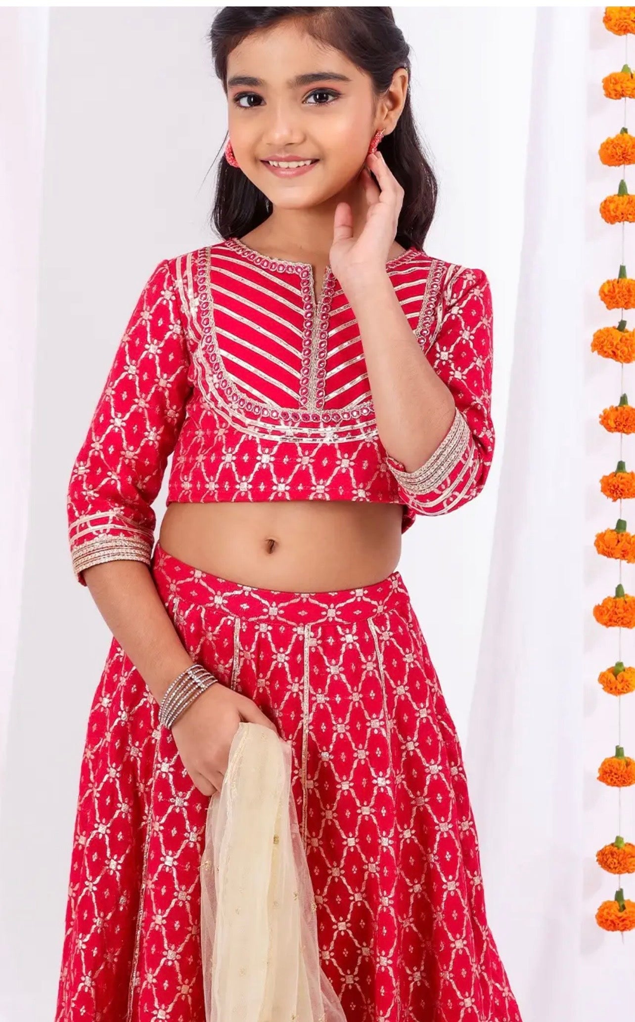 Tyoohar girls red lehenga choli set