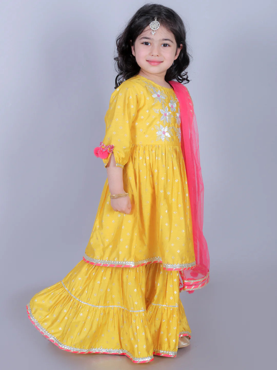Mehfil girls yellow mustard kurta with Sharara set