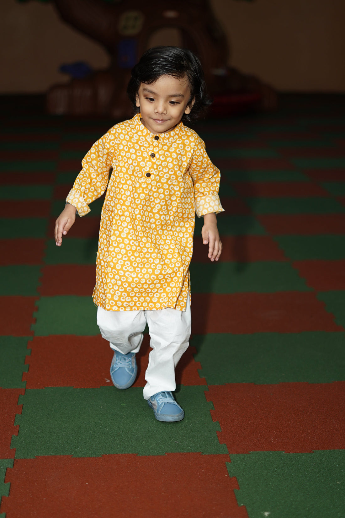 Apricot Bubble Printed Kurta Set (6months-5years)