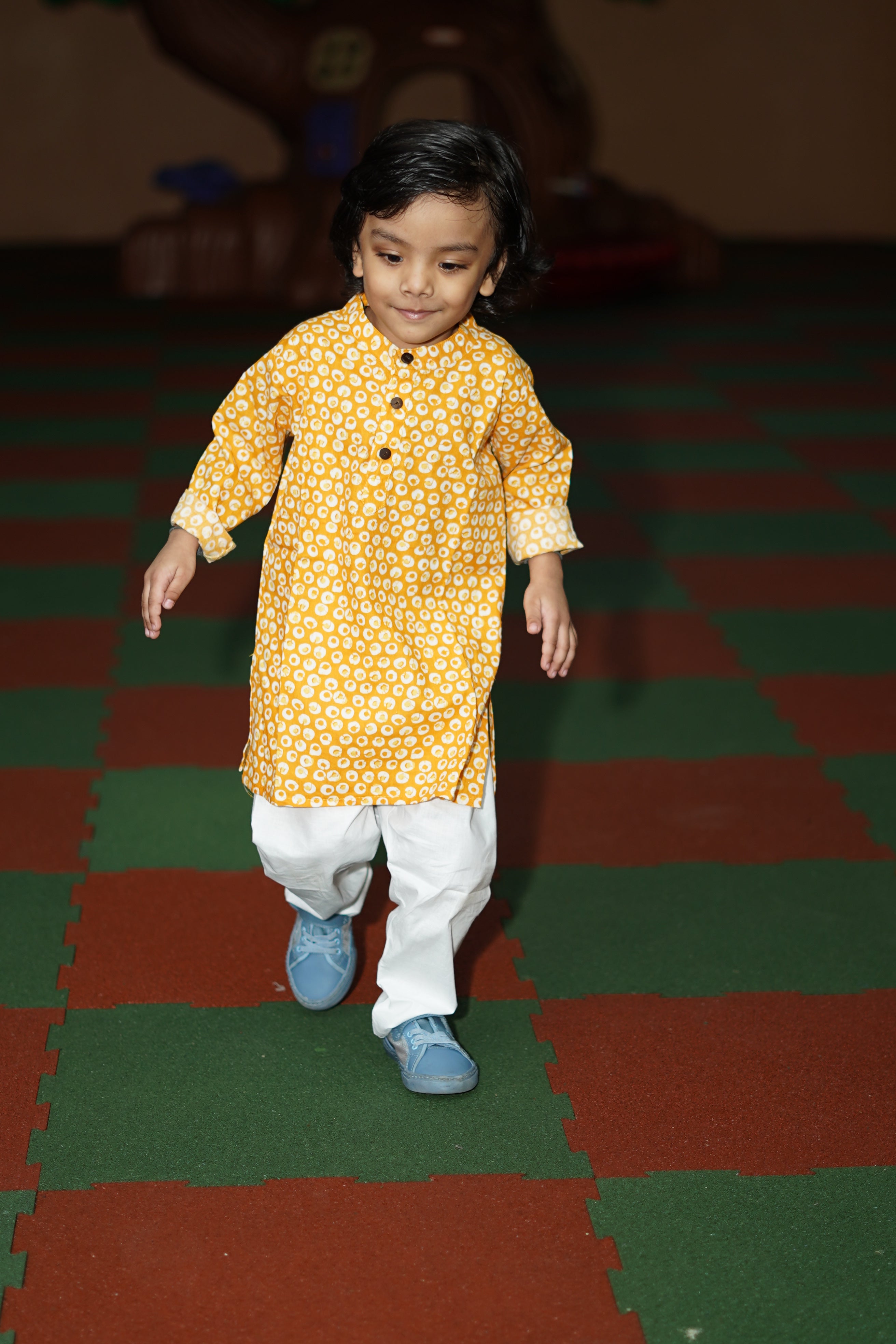 Apricot Bubble Printed Kurta Set (6months-5years)