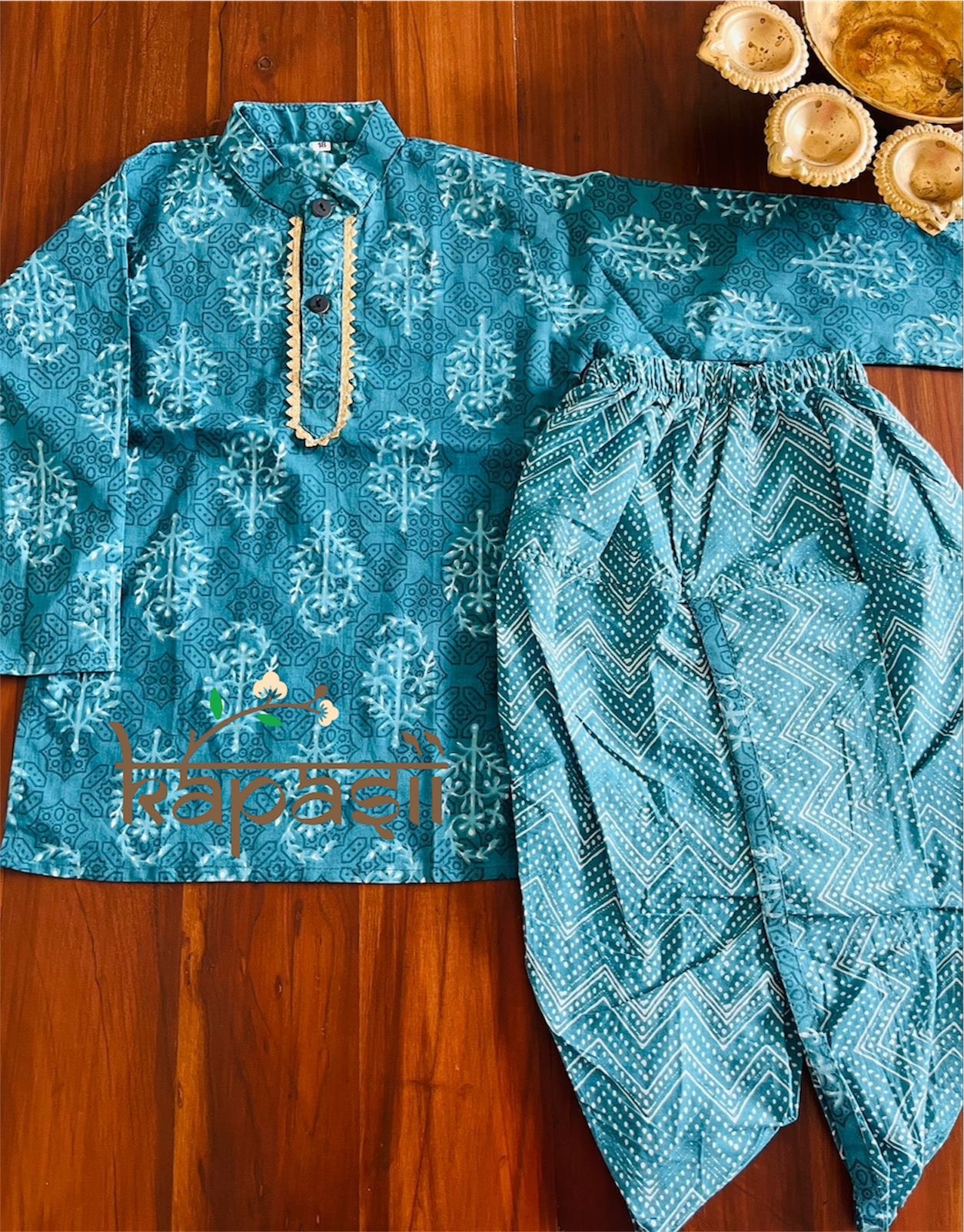 Utsav teal dhoti kurta set