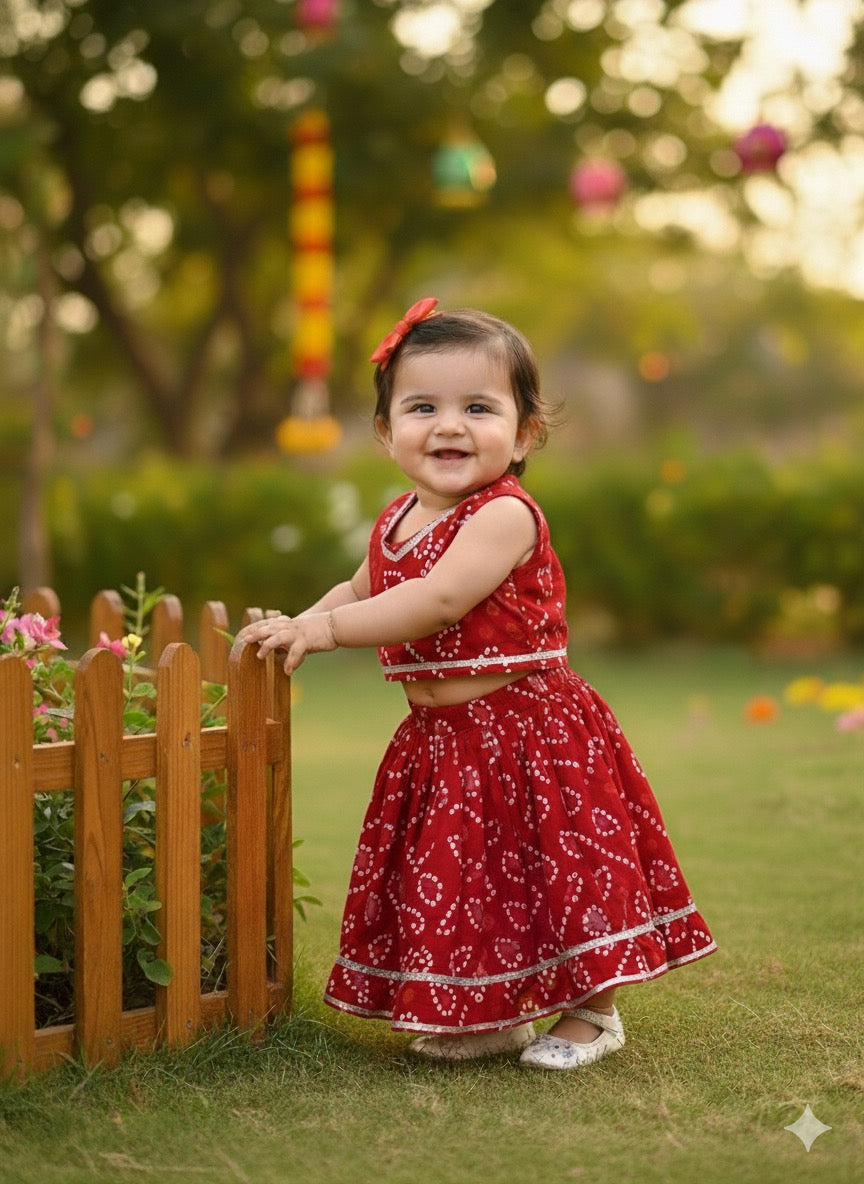 Infant Girls Lehenga Set red