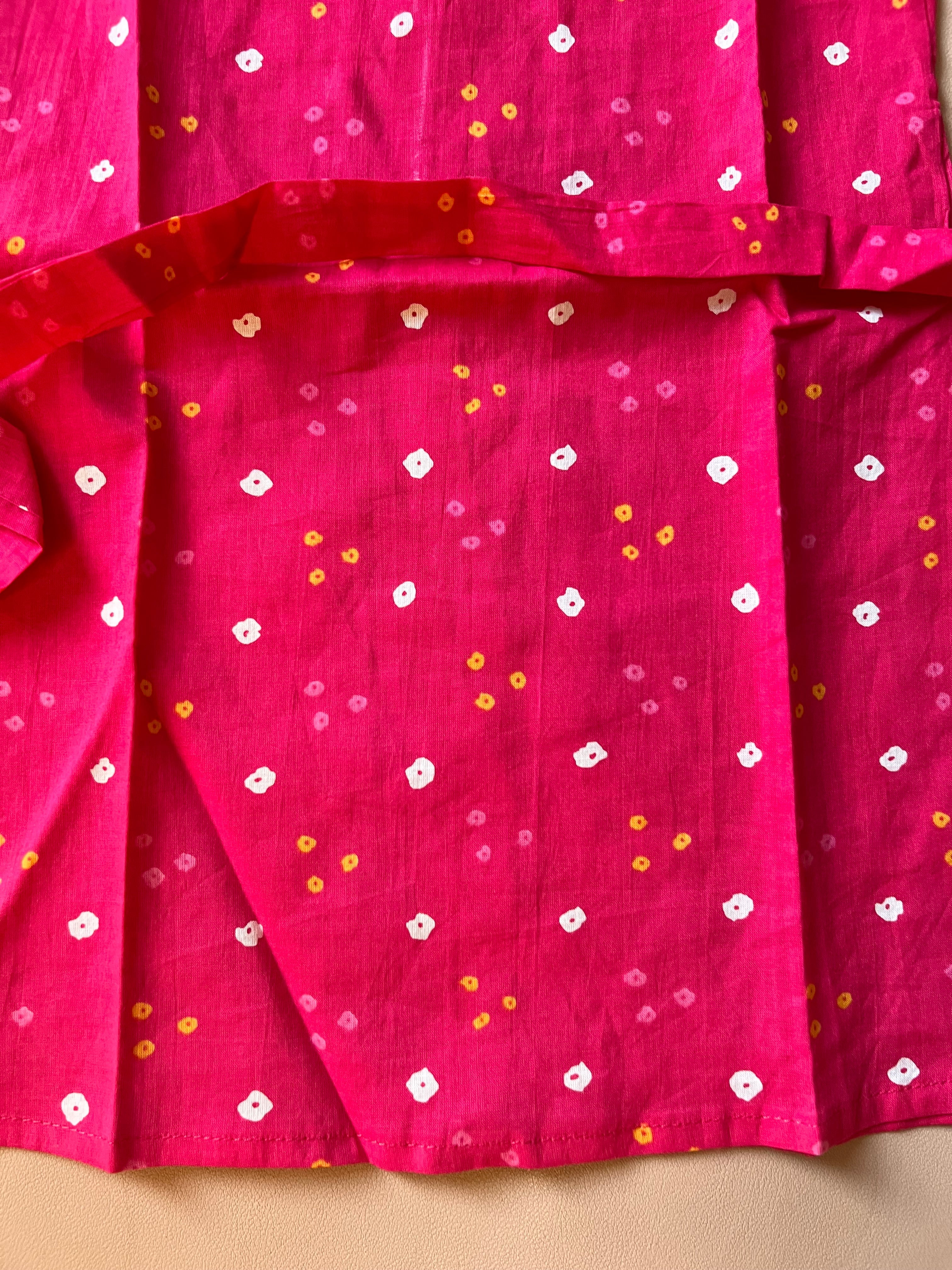 Ethnic frock - pink bandhni