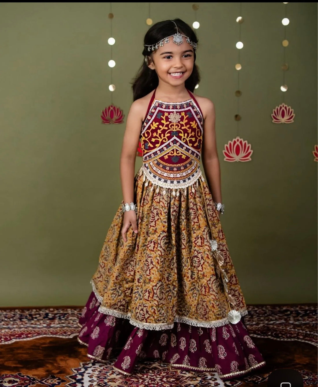 Ghoomar ajrakh lehenga choli set