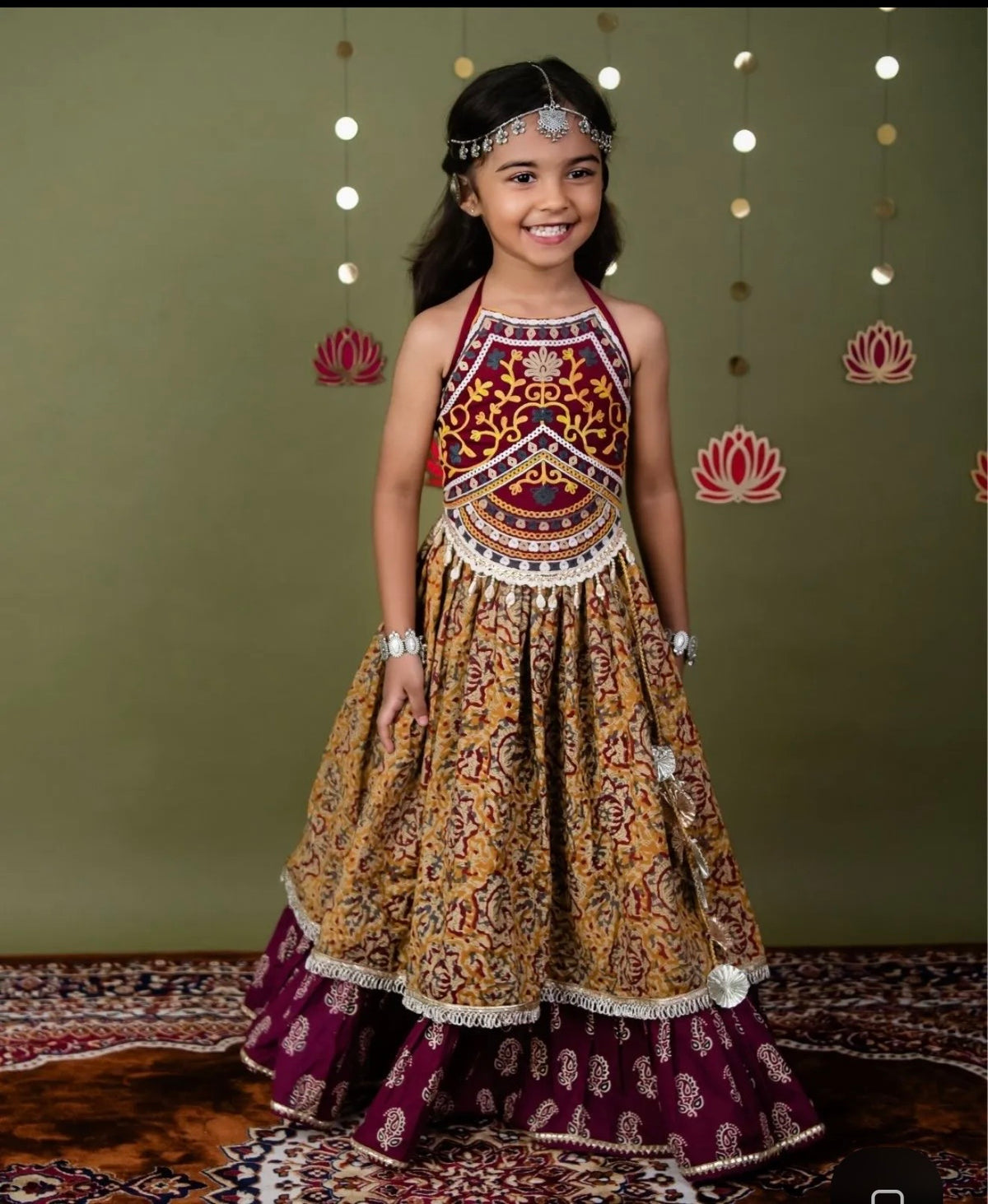 Ghoomar ajrakh lehenga choli set
