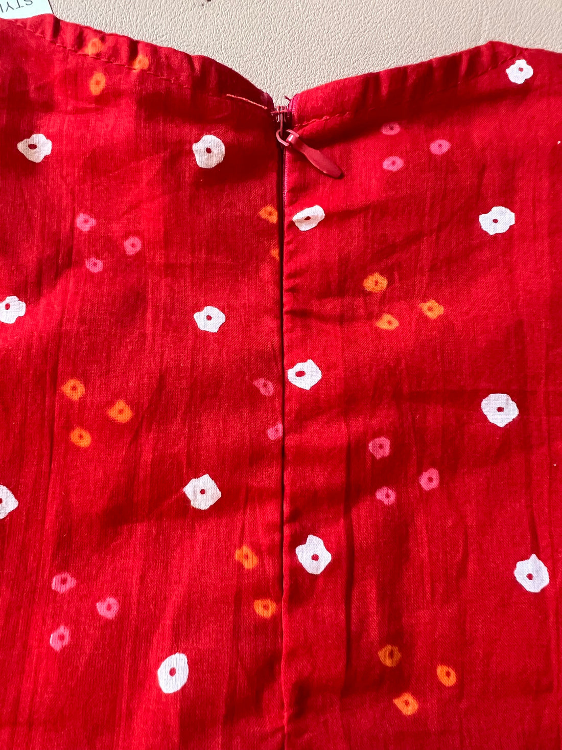 Ethnic frock - red badhni