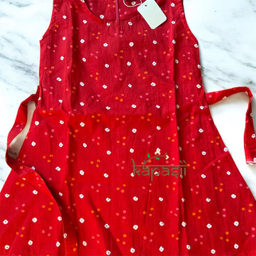 Ethnic frock - red badhni