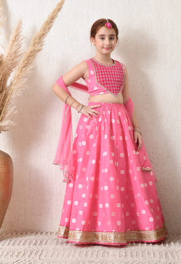 Kapasii Girls pink lehenga choli set