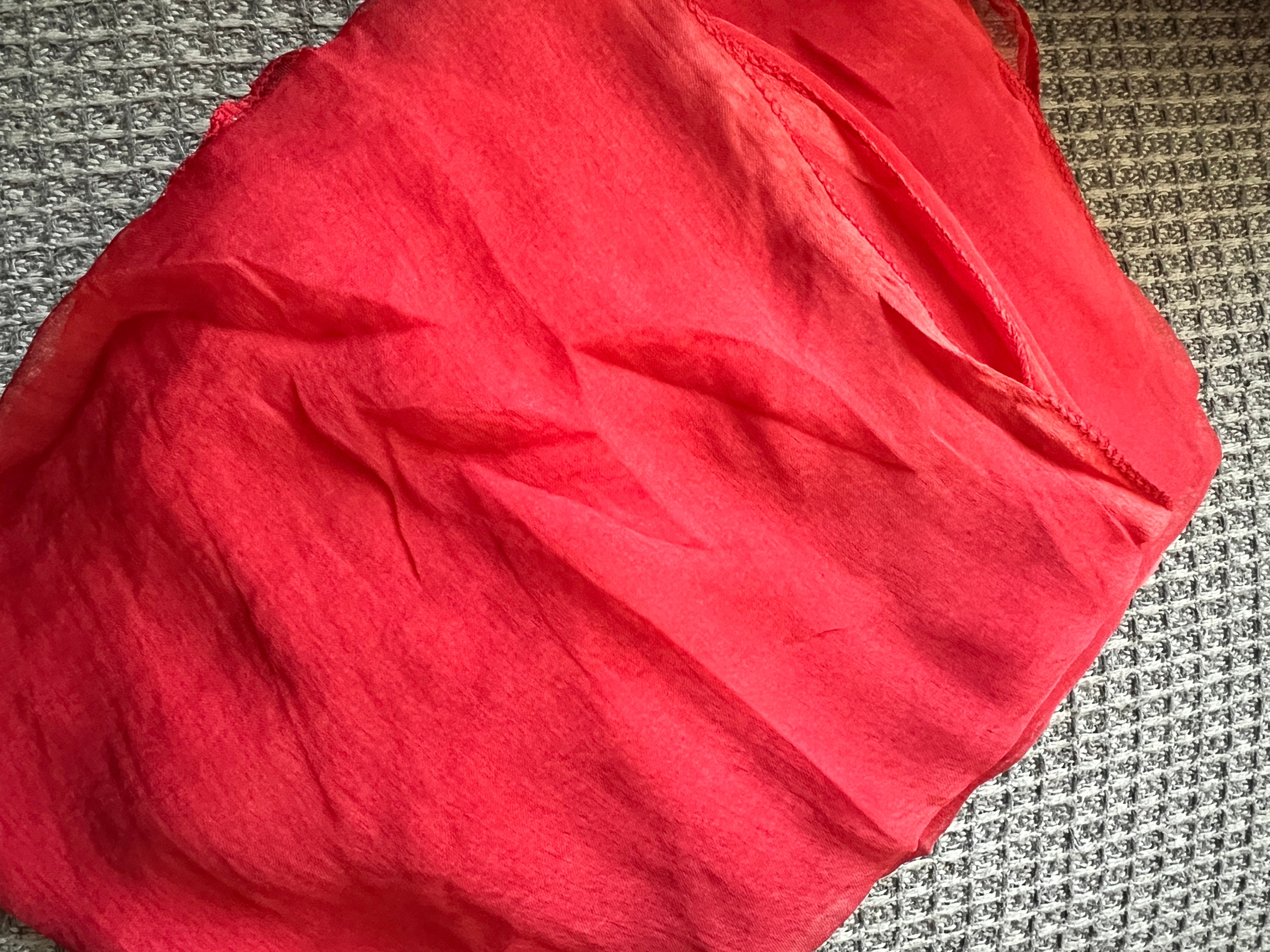 Kiara red and peach mulmul dupatta set