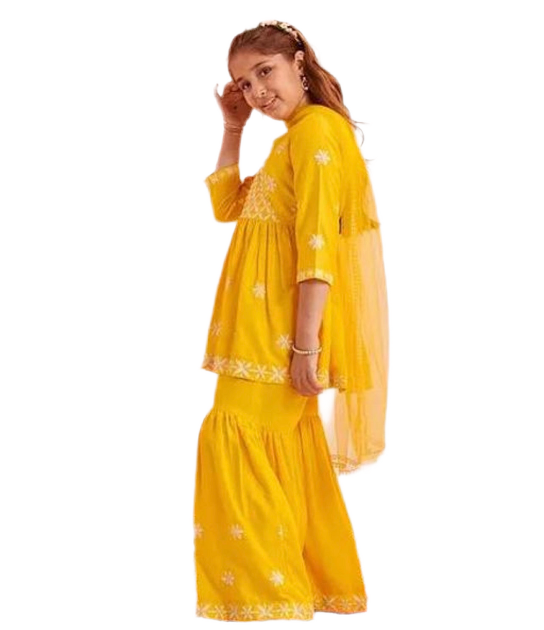 Roshni embroidered sharara kurta set yellow