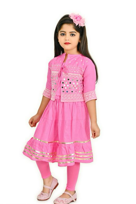 Shanaya pink jacket kurta and leggings set