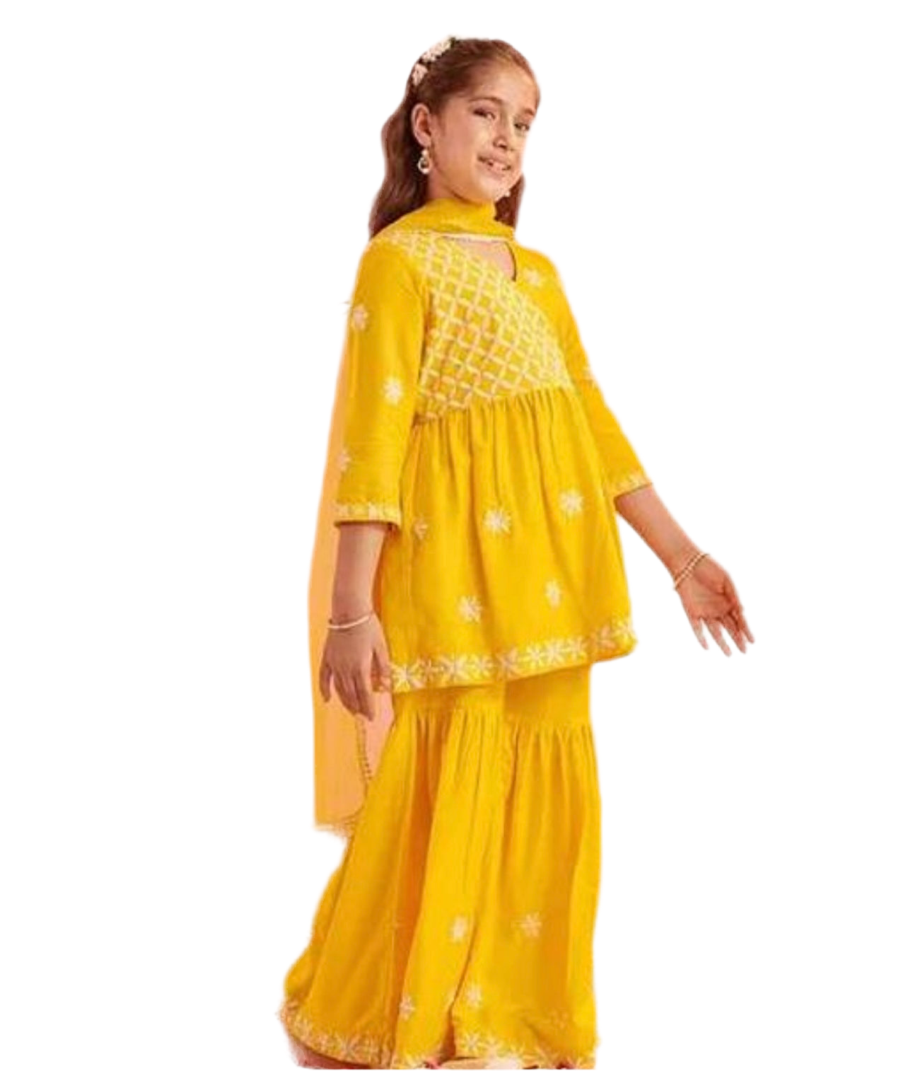 Roshni embroidered sharara kurta set yellow