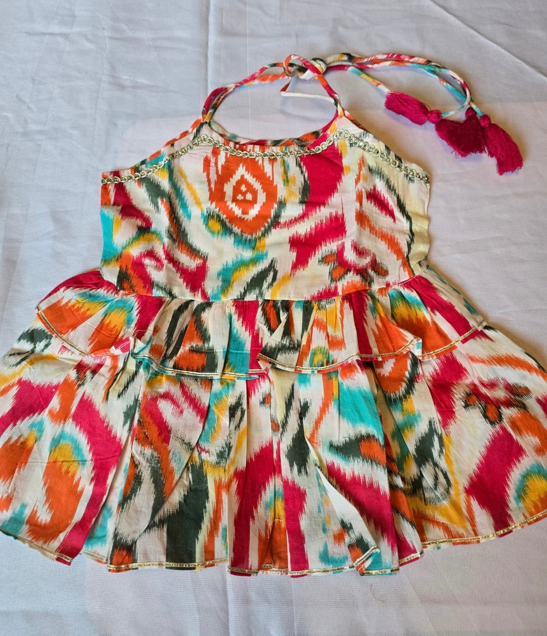 Girls cord set Ikkat print multicoloured