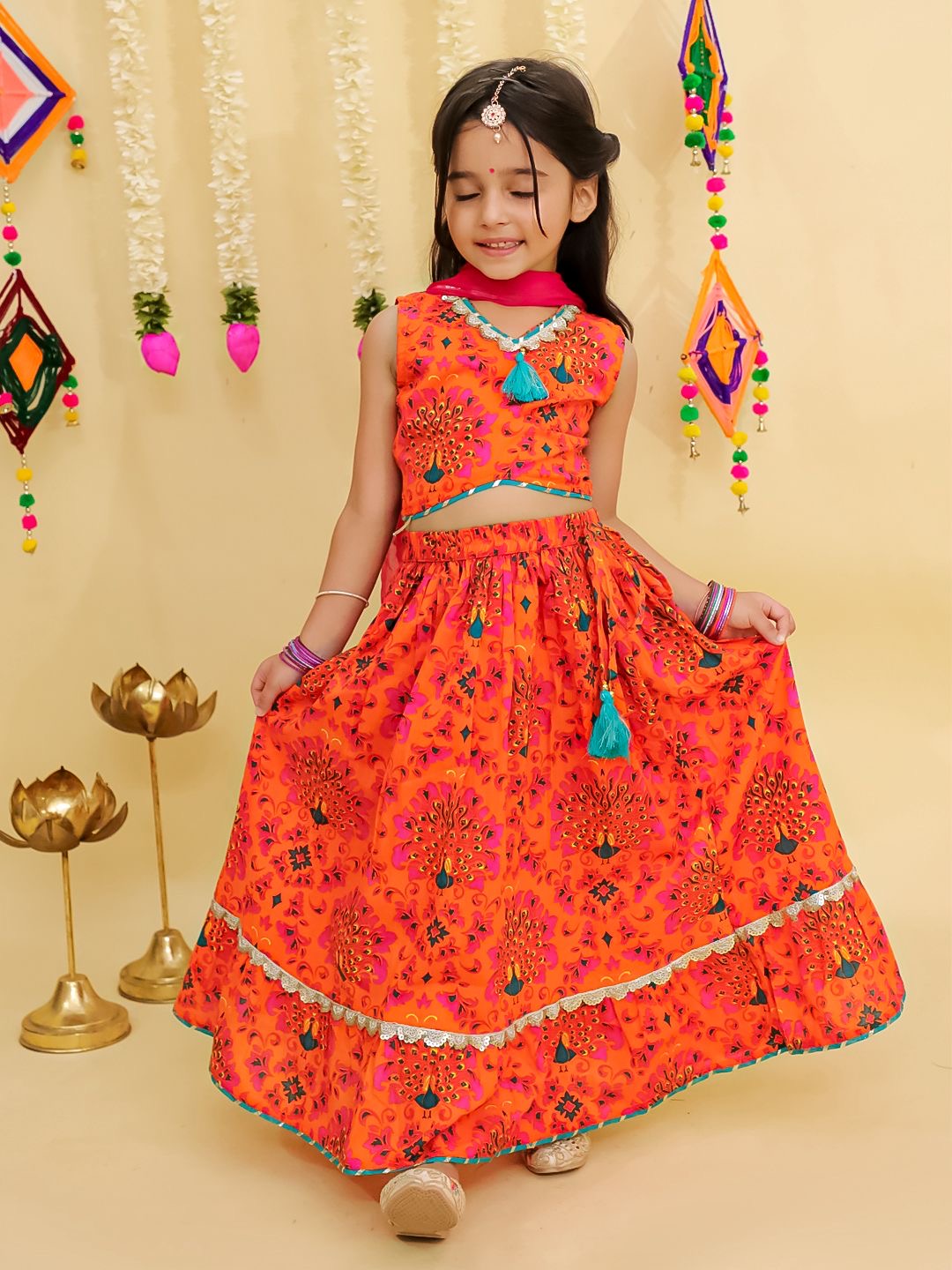 Inayat deep pink orange lehenga choli set