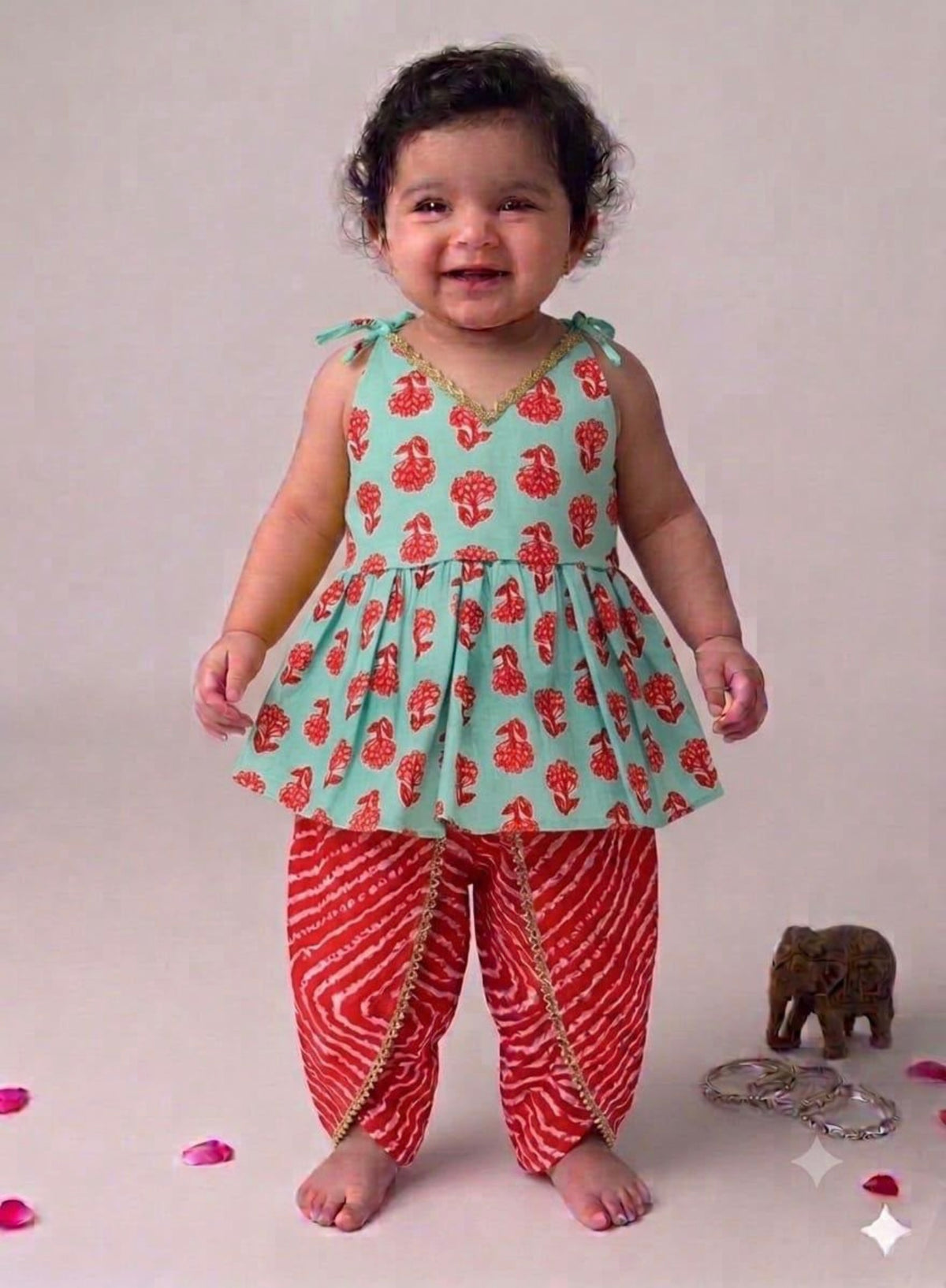 Ladoo infant girls halter neck top dhoti  set