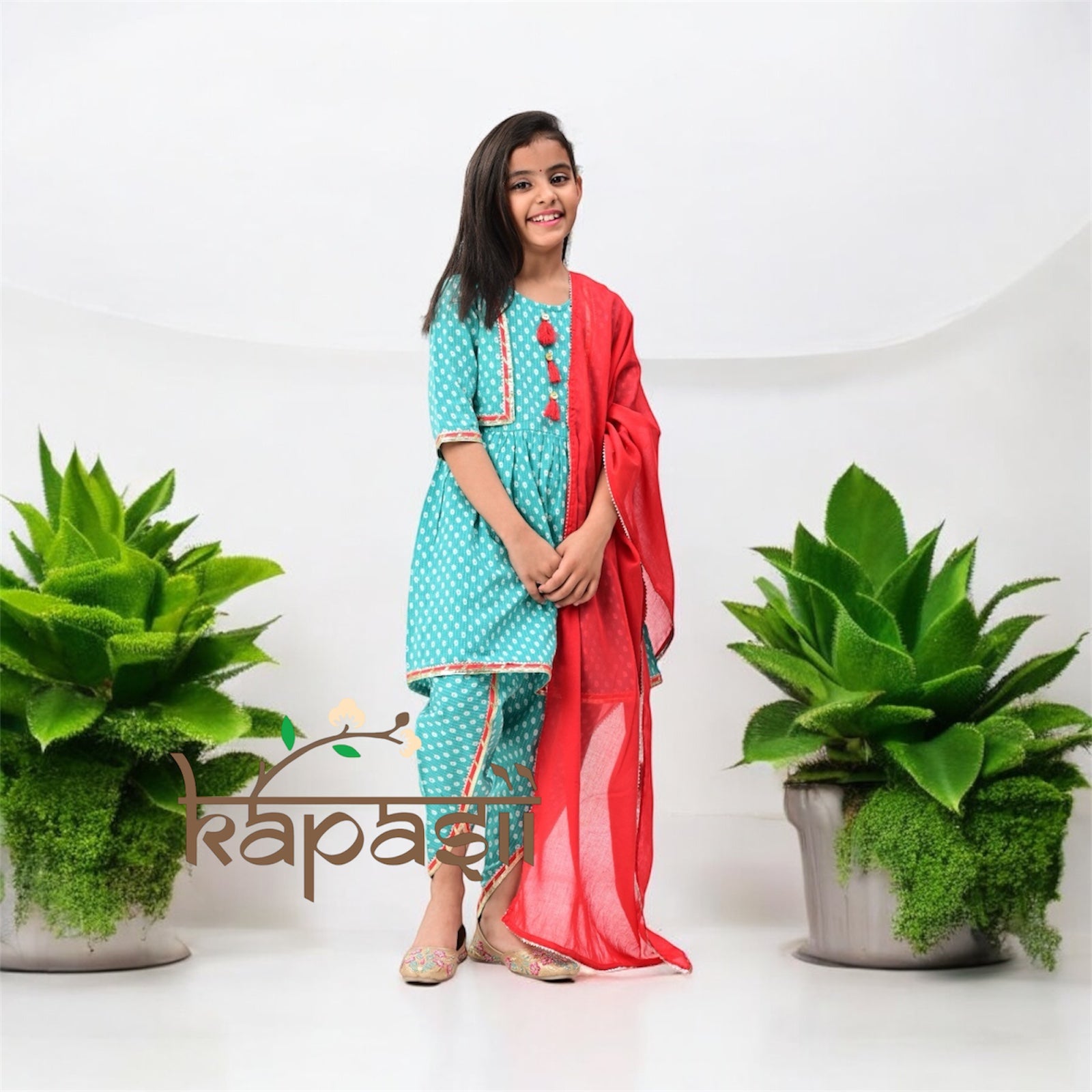 Bahar girl blue attached jacket set with dupatta