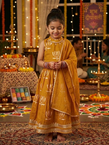 Mustard halter neck choli with lehenga and dupatta (Copy)