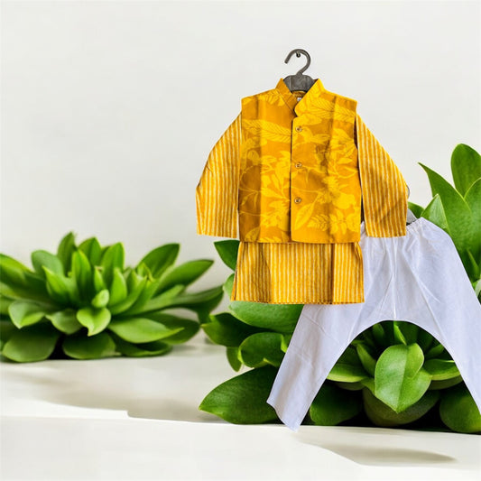 Tatva jacket kurta pajama set mustard