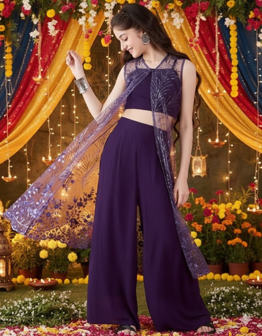 Girls party wear Shrug and palazzo set