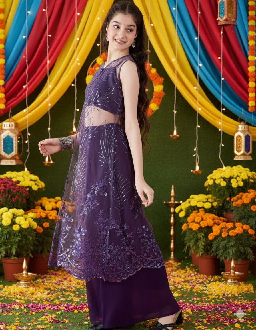 Girls party wear Shrug and palazzo set