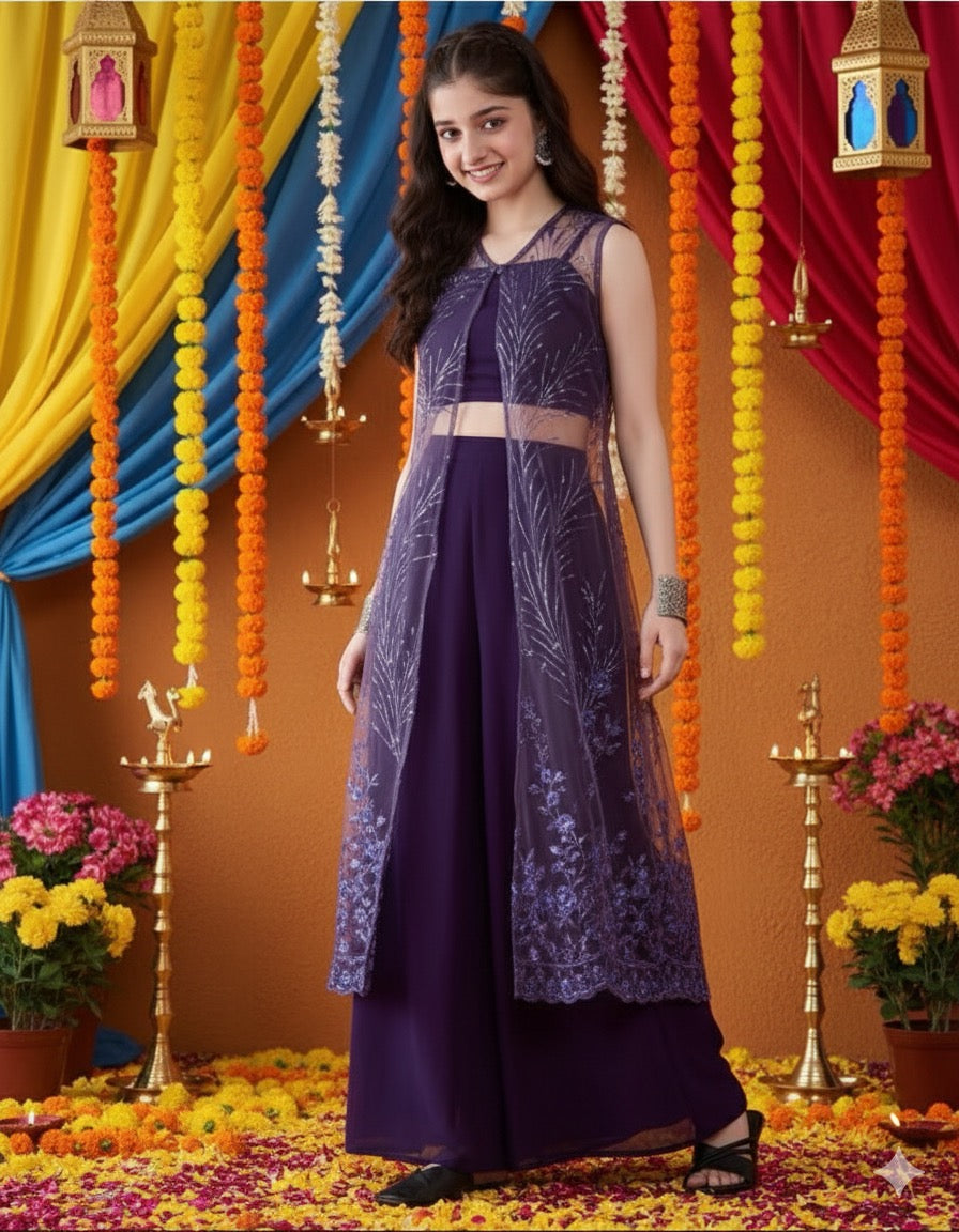 Girls party wear Shrug and palazzo set