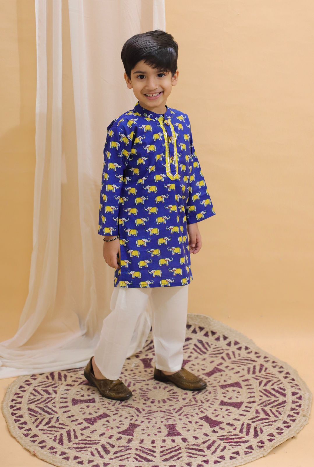 Bodhi printed kurta pajama set blue