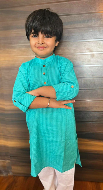 A’dab boys sea green kurta set