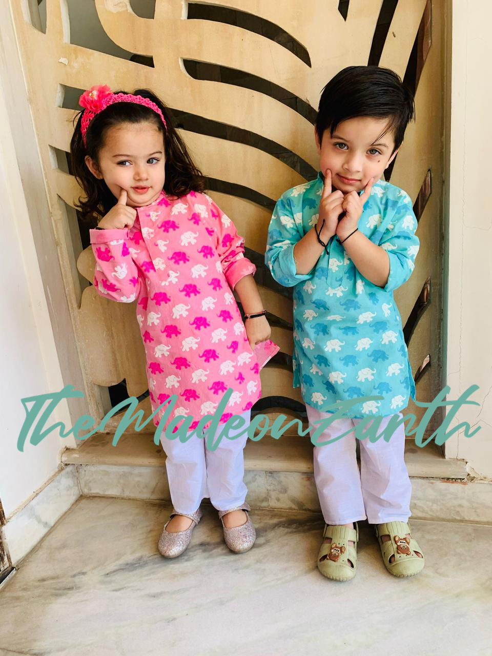 Indie fashion Cherry Blossom kurta pajama Set for boys and  girls (6months-7years)