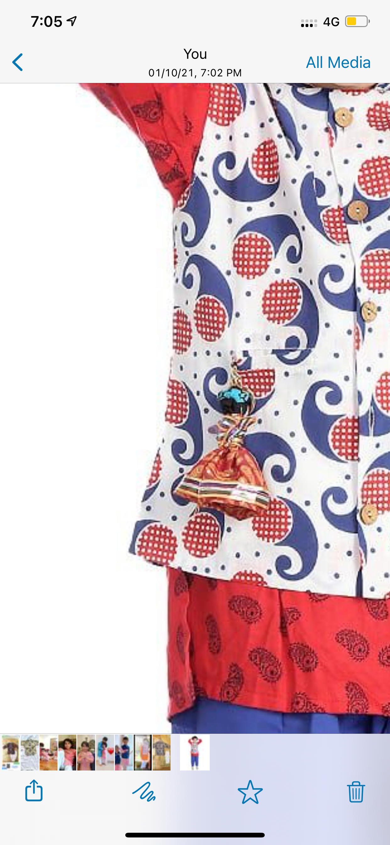 Festive fusion blue and red jacket set with pajama