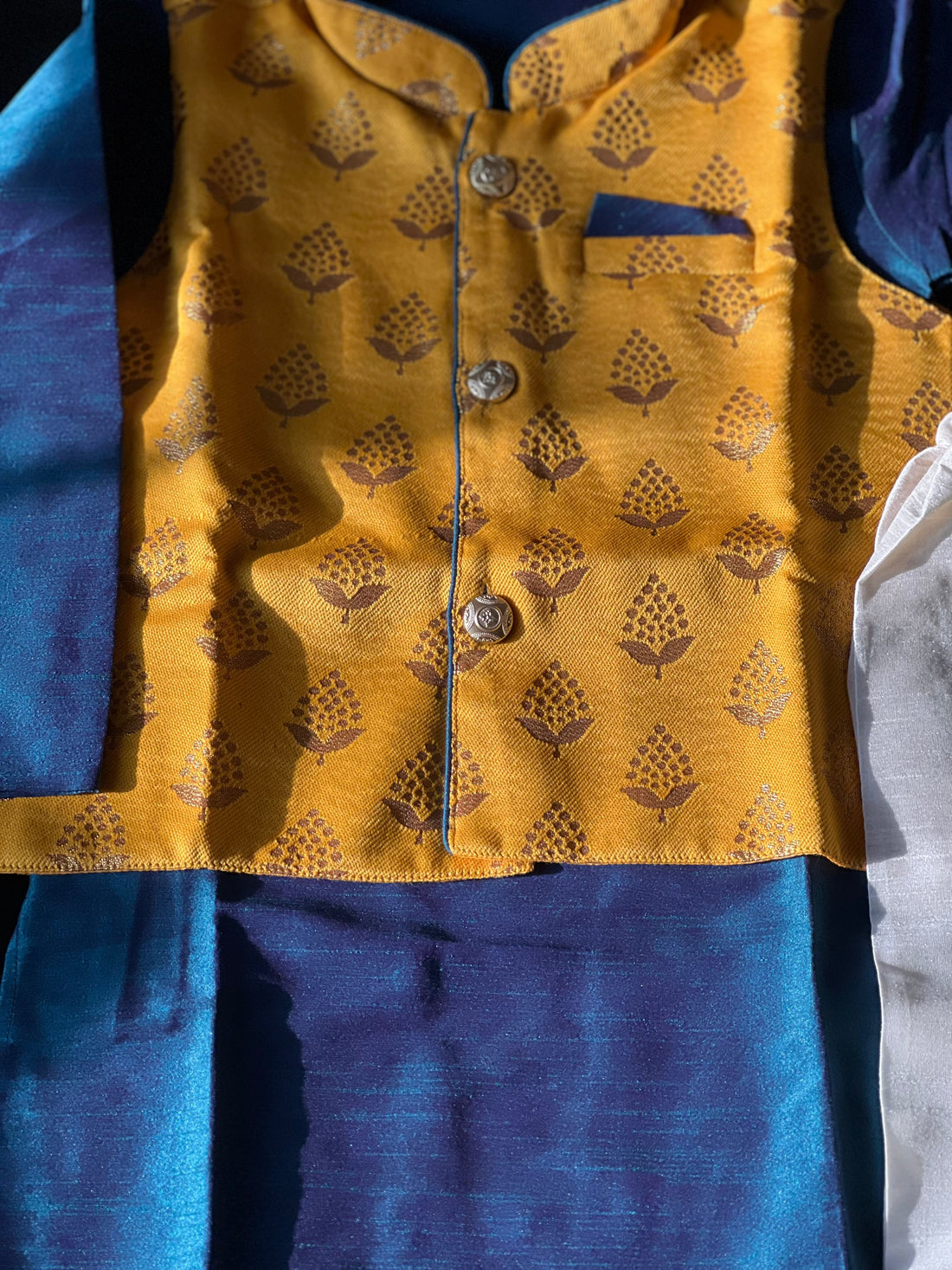 Shubh yellow kurta pajama jacket set (Kapasii Premium)