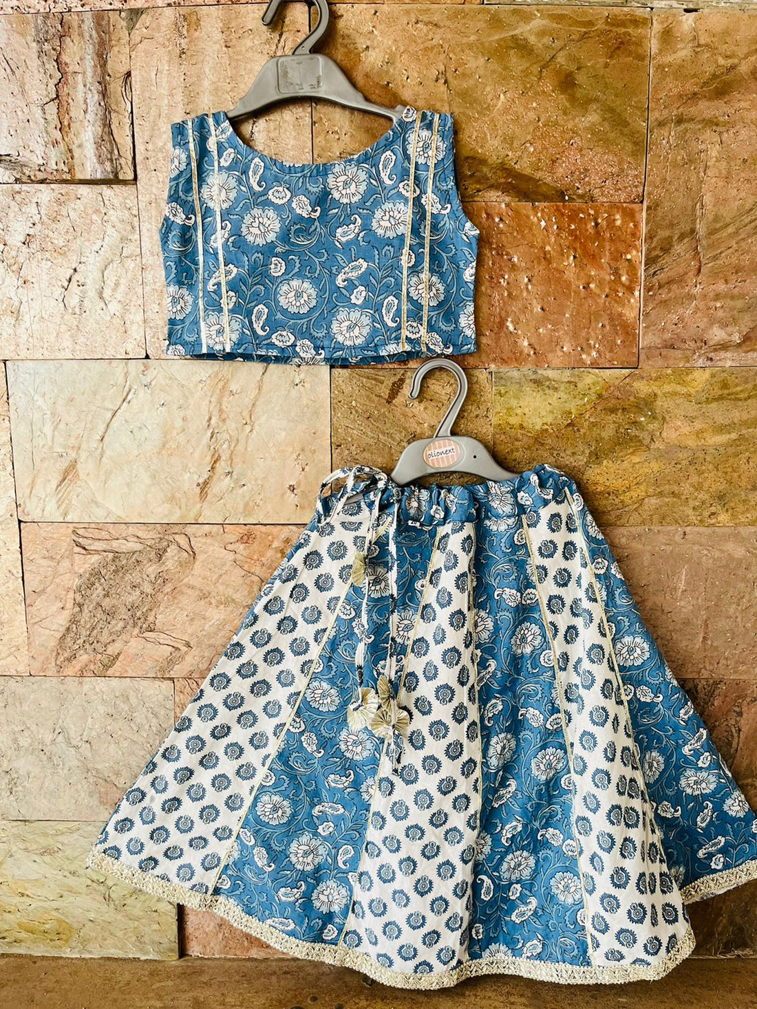 Aridra Grey Crop Top Lehenga Set (12mo-7 Yearsrs)