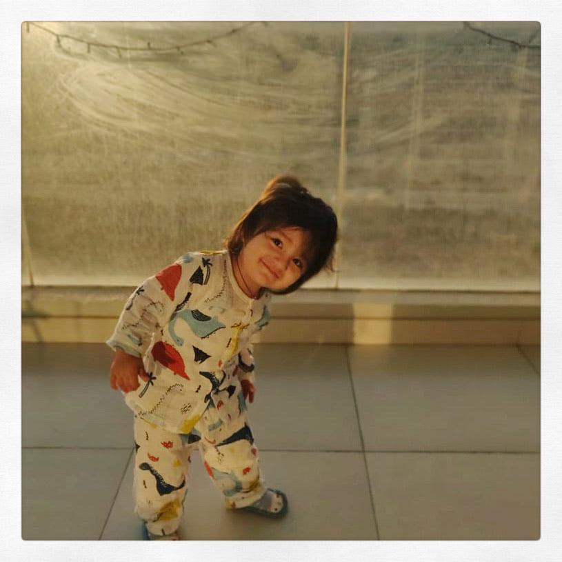 Cassie the Dino Muslin Play Suit