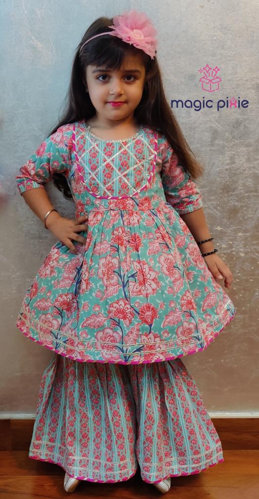 Designer Baby Blue Sharara Set