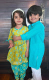 A’dab boys sea green kurta set