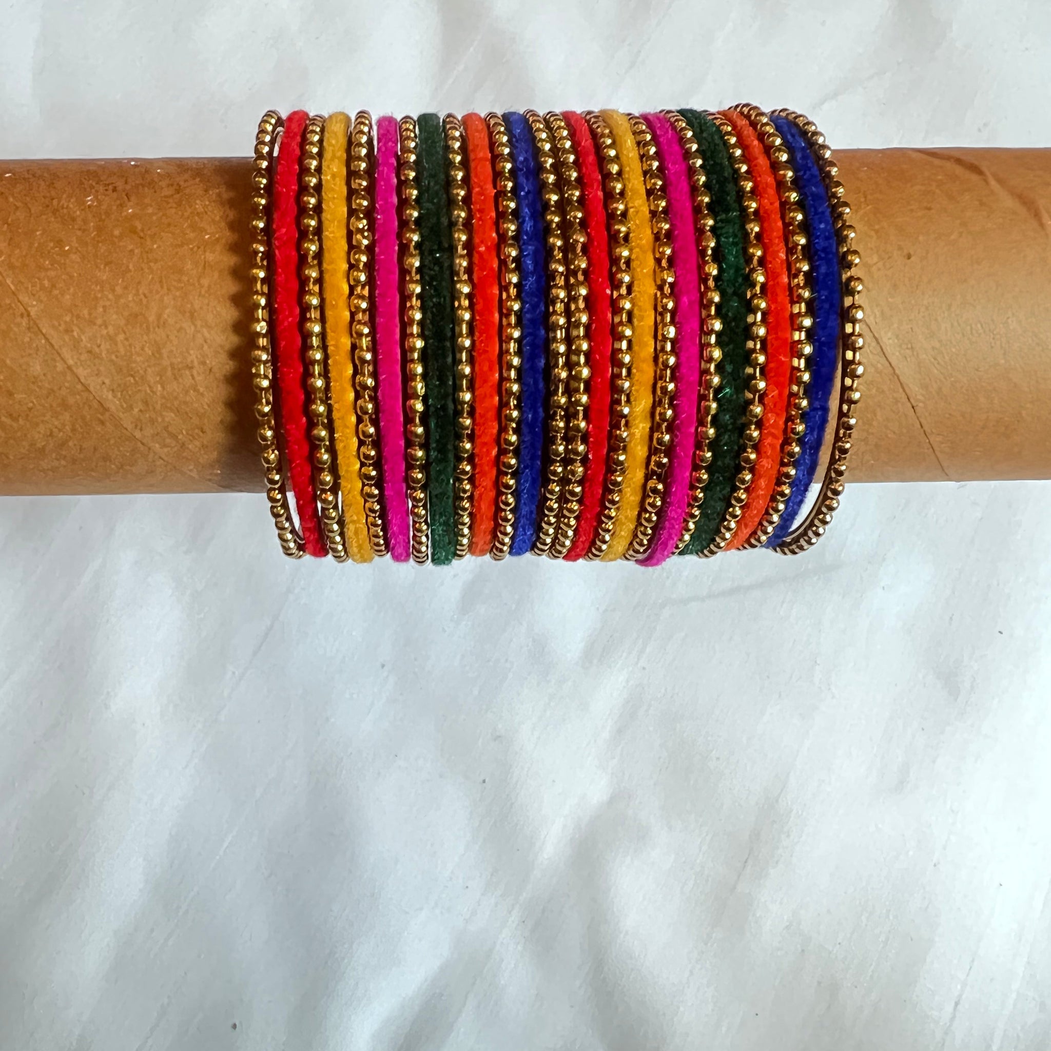Multicolour bangles with gold