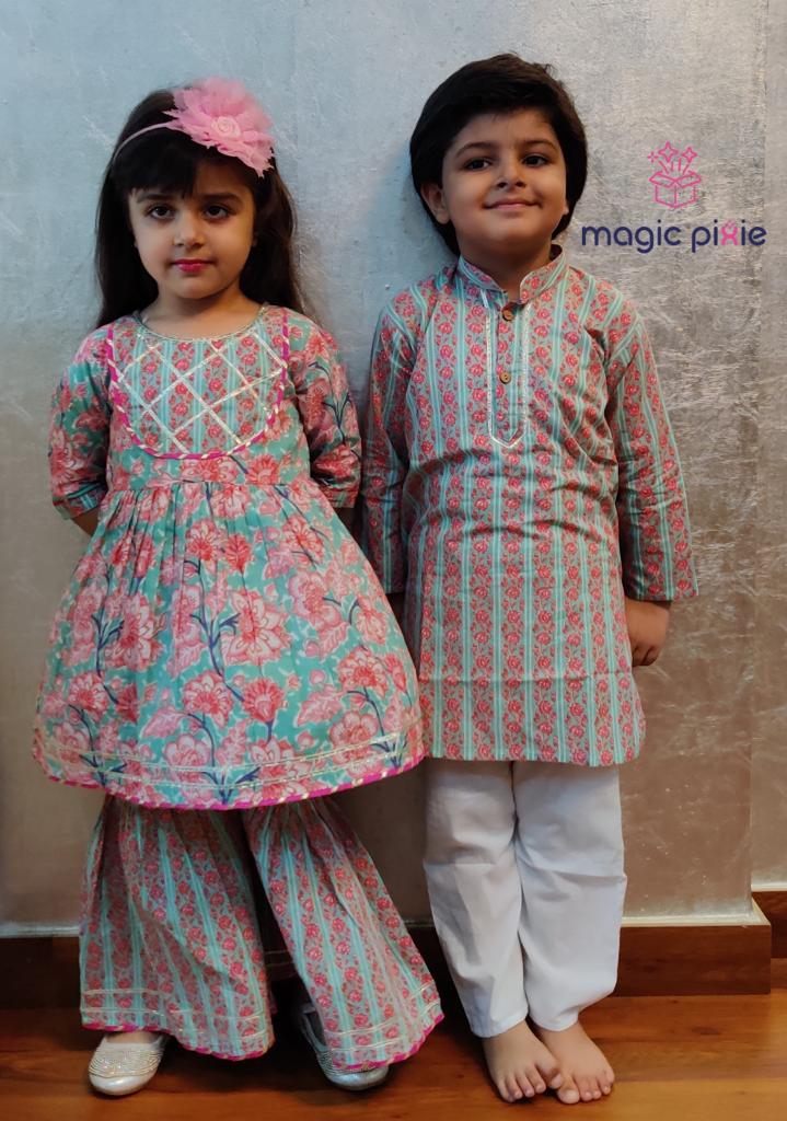 Designer Baby Blue Sharara Set