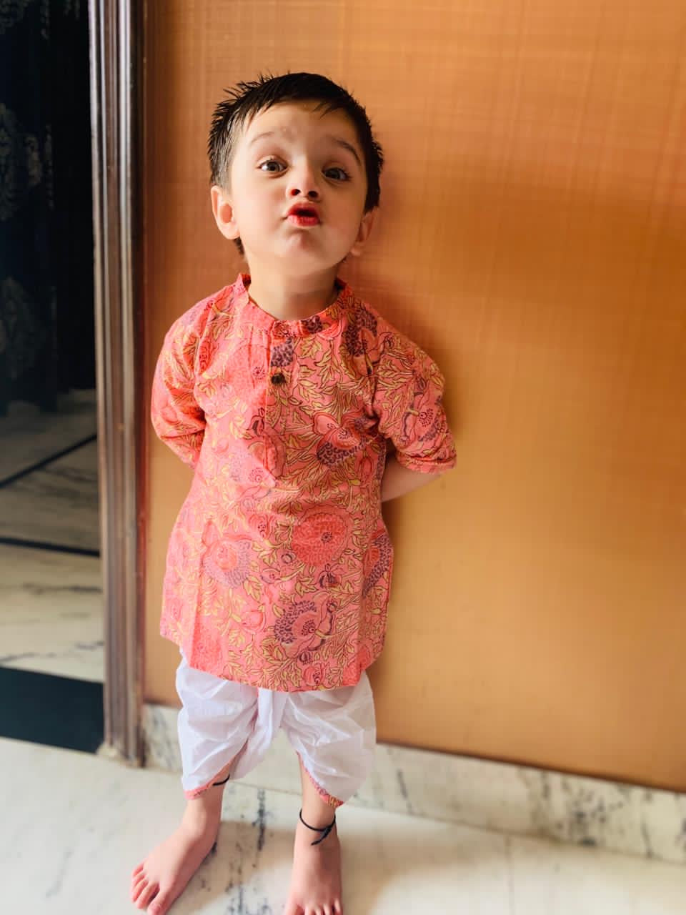 Peachy Peach Dhoti Kurta