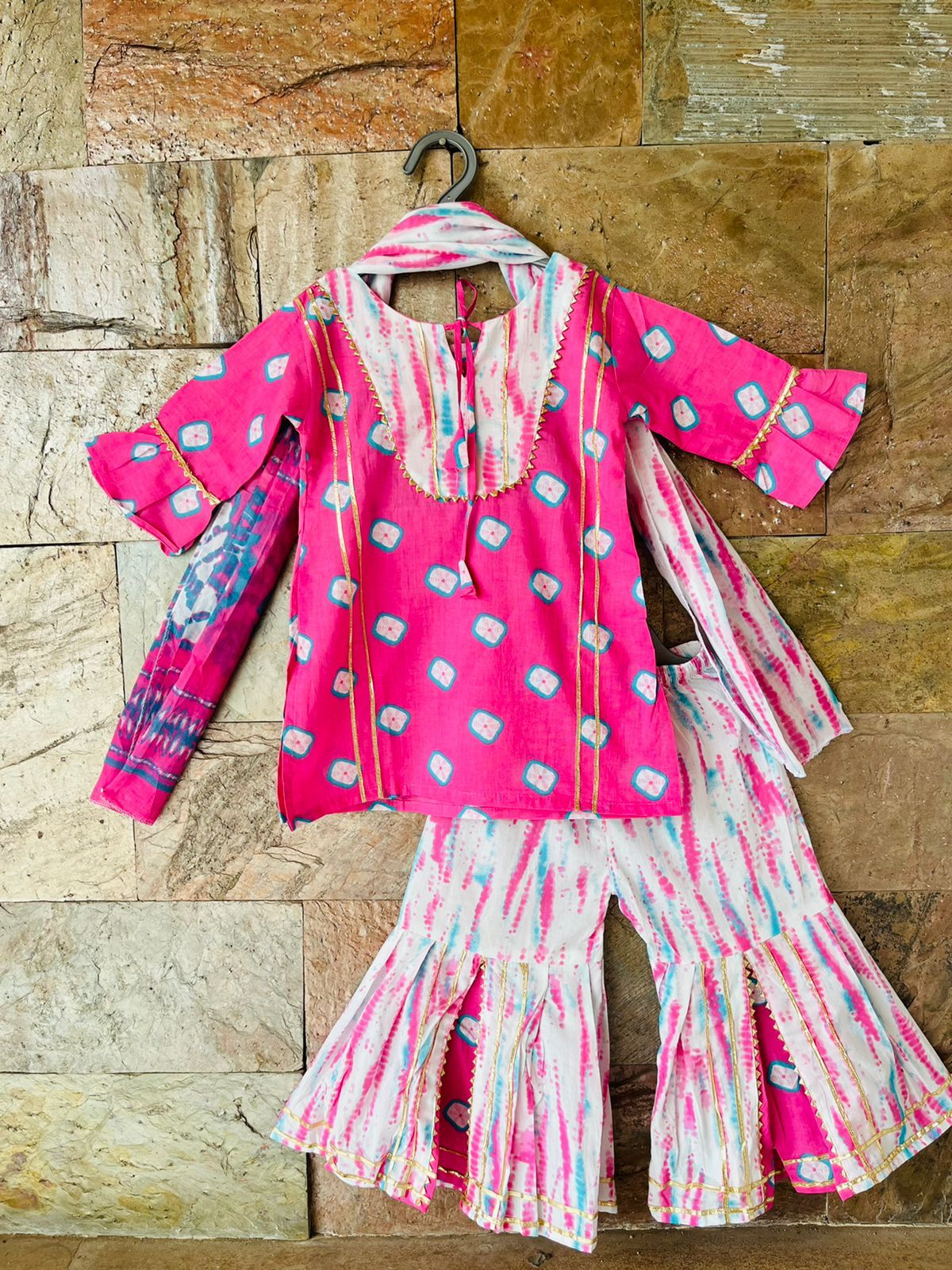 Uttara Pink kurta sharara set _(12mo-7years)