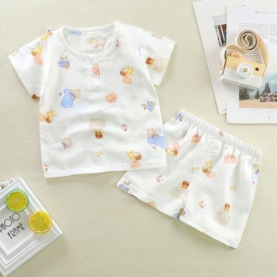 Value pack - 3 prints muslin shorts and shirt set