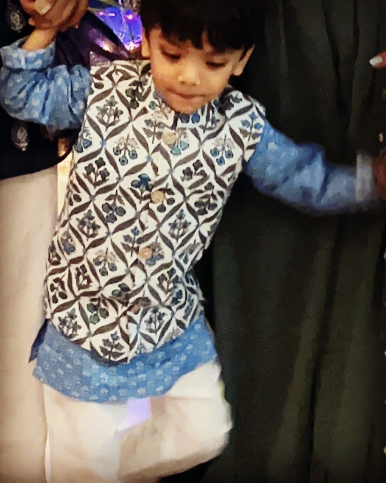 Tatva blue and white jacket set