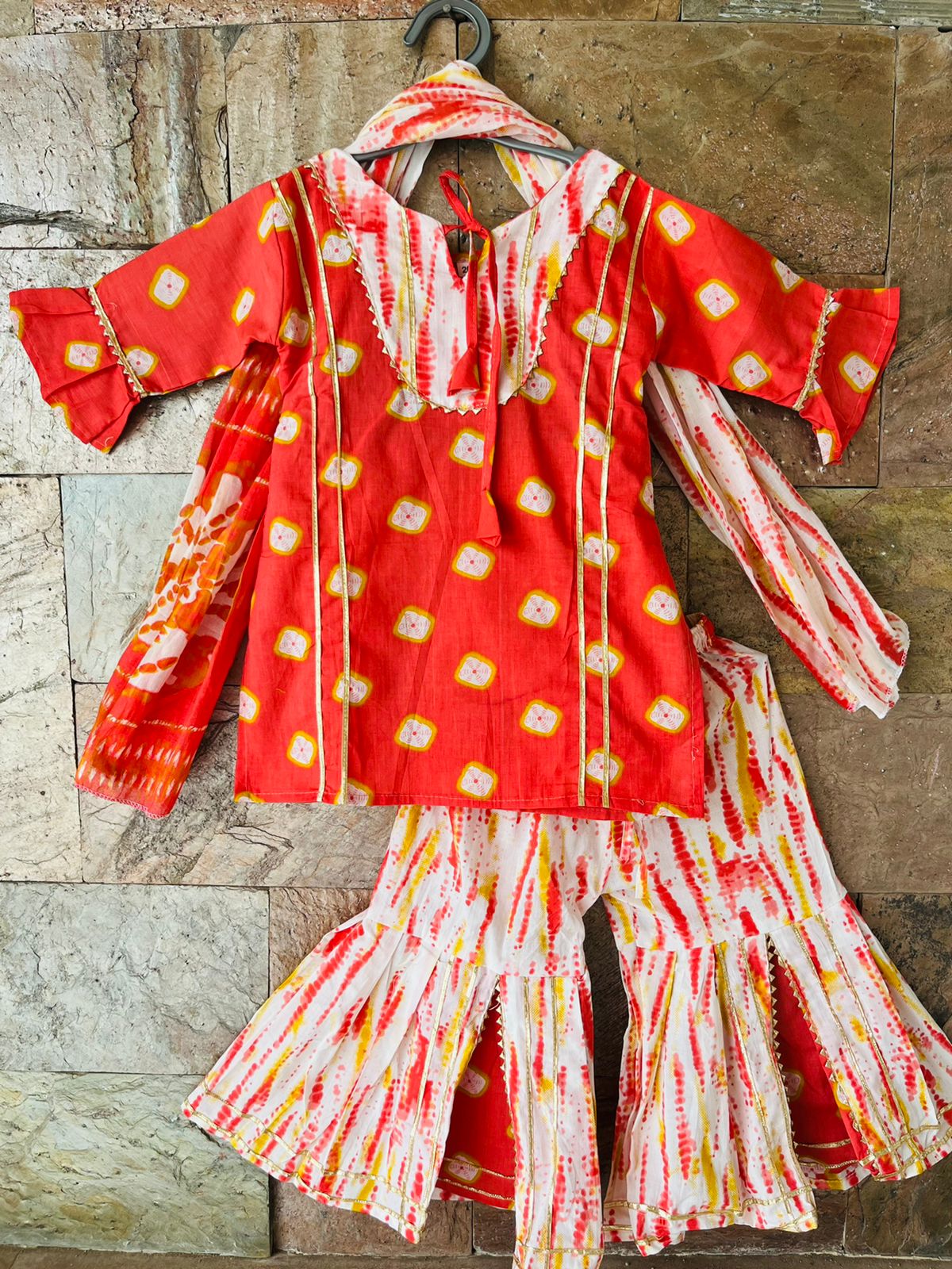 Uttara Red kurta sharara set_(12mo-7years)