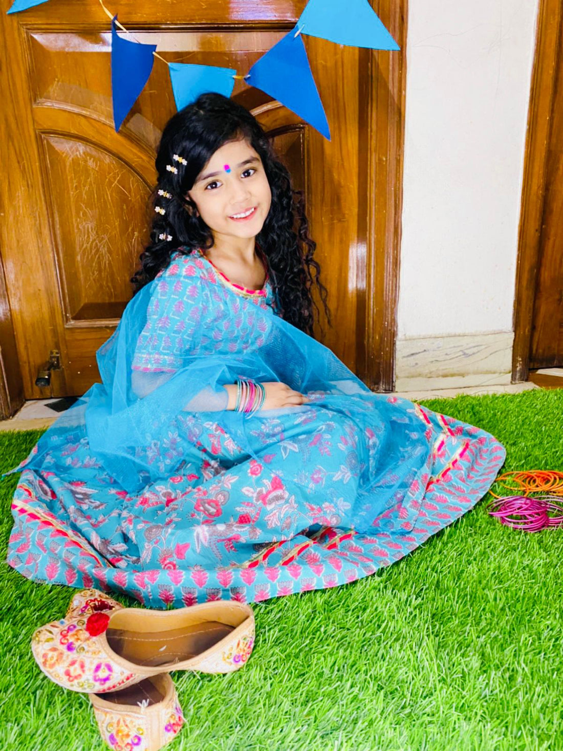 Mrighaya blue lehenga top and dupatta set