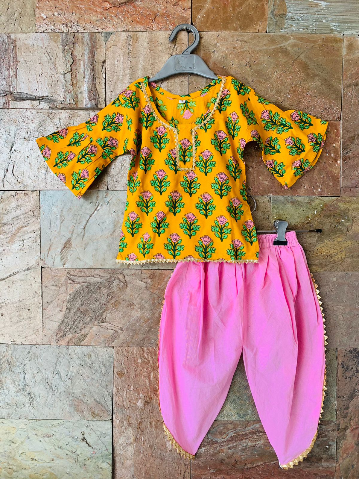 Lemon yellow - kurti dhoti set
