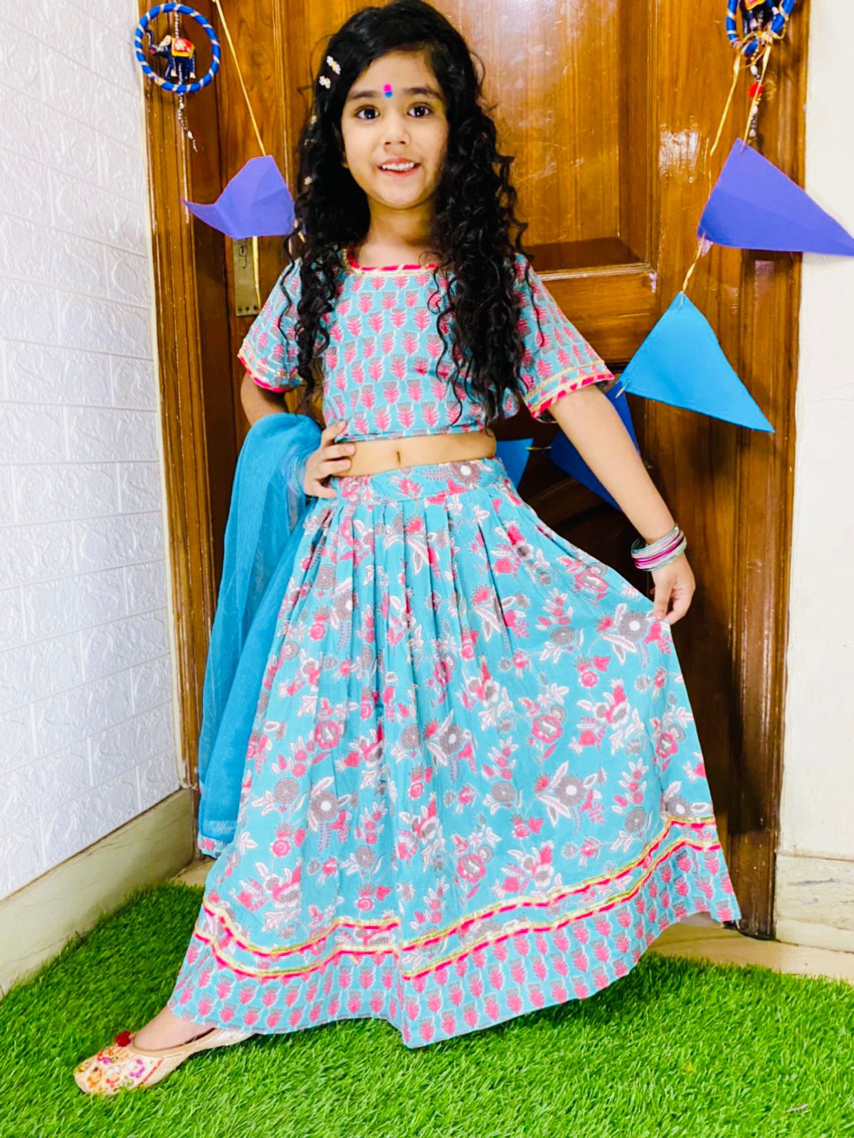 Mrighaya blue lehenga top and dupatta set